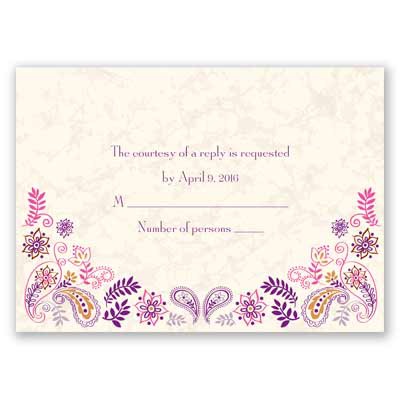 Paisley Floral - Grapevine - Response Card and Envelope