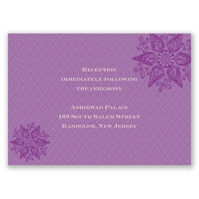 Mehndi Medallion - Amethyst - Reception Card