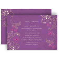 Peacock Floral - Amethyst - Invitation