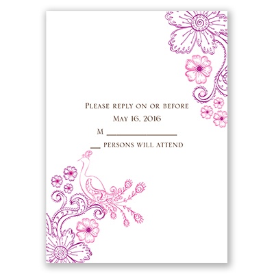 Peacock Floral - Amethyst - Response Card and Envelope