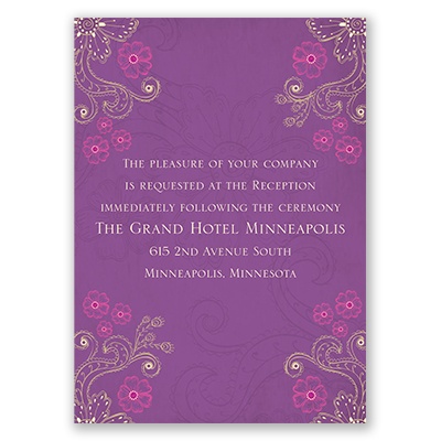 Peacock Floral - Amethyst - Reception Card