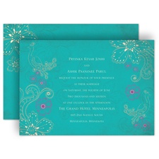 Peacock Floral - Peacock - Invitation