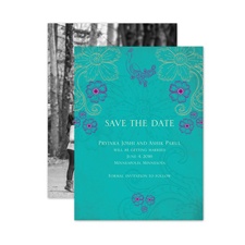 Peacock Floral - Peacock - Save the Date Card