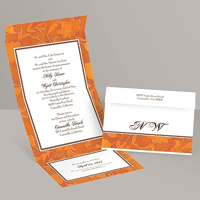 Leather Leaves - Seal and Send Invitation