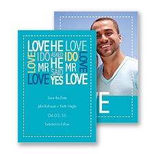 Words of Love - Palm - Mr and Mr - Save the Date Card
