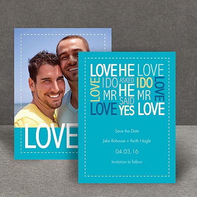 Words of Love - Palm - Mr and Mr - Save the Date Card