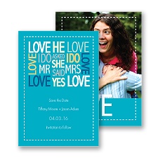Words of Love - Palm - Mr and Mrs - Save the Date Card