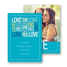 Words of Love - Palm - Mrs and Mrs - Save the Date Card