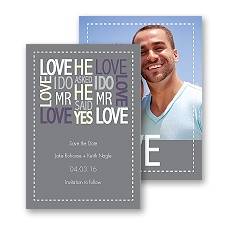 Words of Love - Pewter - Mr and Mr - Save the Date Card