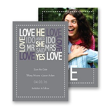 Words of Love - Pewter - Mr and Mrs - Save the Date Card