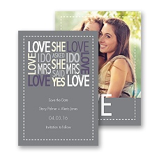 Words of Love - Pewter - Mrs and Mrs - Save the Date Card