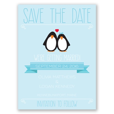 Penguin Pair - Save the Date Card