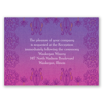 Henna Floral - Grapevine - Reception Card