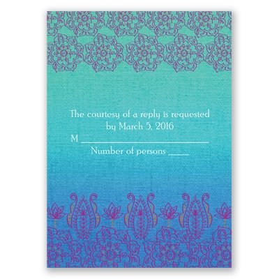 Henna Floral - Peacock - Response Card and Envelope