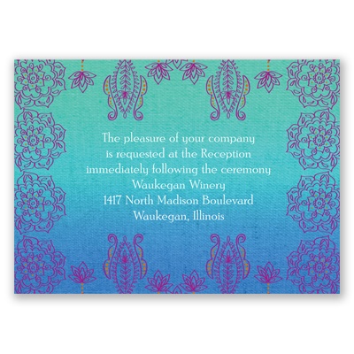 Henna Floral - Peacock - Reception Card