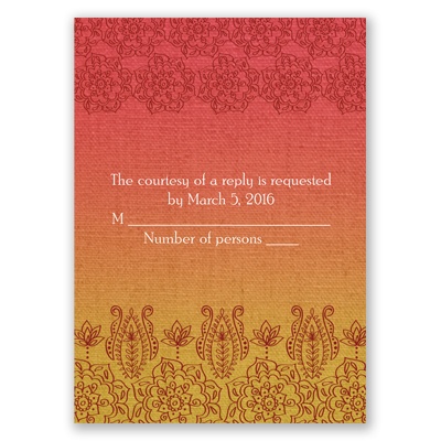 Henna Floral - Tango - Response Card and Envelope