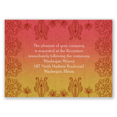 Henna Floral - Tango - Reception Card
