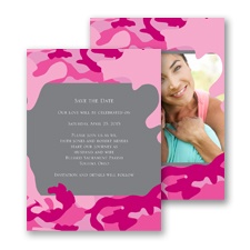 Romantic Camo - Fuchsia - Save the Date Card