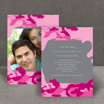 Romantic Camo - Fuchsia - Save the Date Card