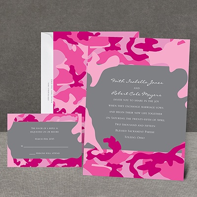 Romantic Camo - Fuchsia - Invitation