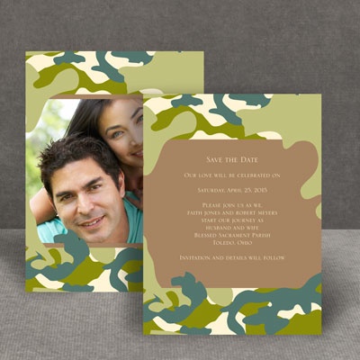 Romantic Camo - Moss Green - Save the Date Card