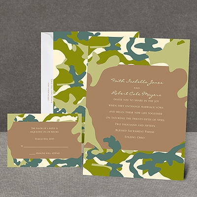 Romantic Camo - Moss Green - Invitation