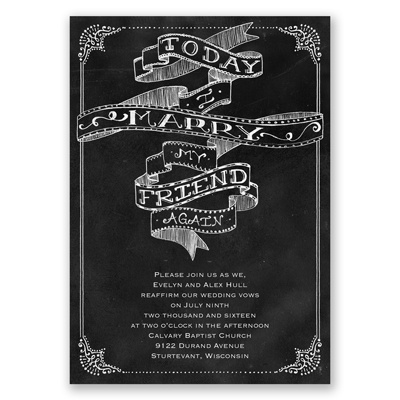 Chalkboard Sketch - Vow Renewal Invitation