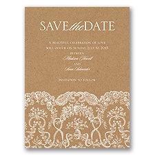 Lace on Kraft - Save the Date Card