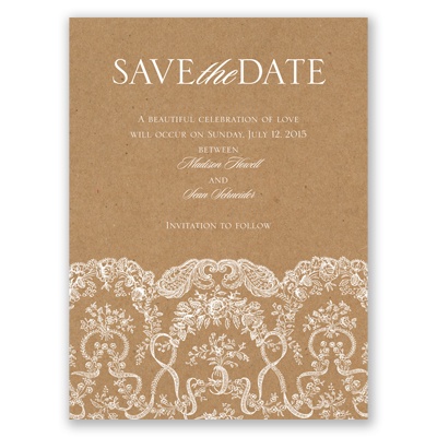 Lace on Kraft - Save the Date Card