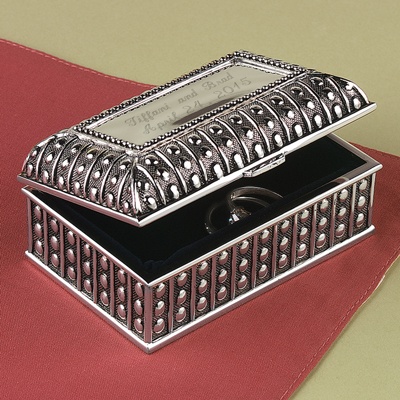 Home Â· Ceremony Accessories Â· Ring Bearer Pillows Â· Silver Ring Box