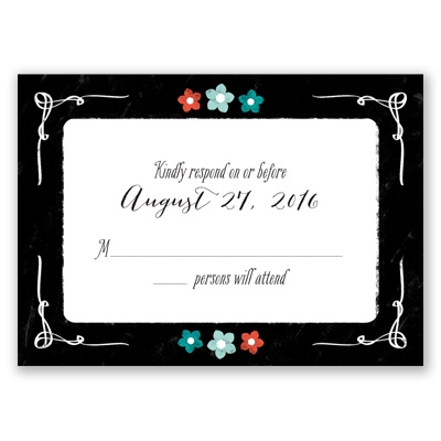 Chalkboard Flowers - Response Card and Envelope
