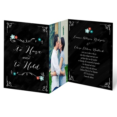 Chalkboard Flowers - Invitation