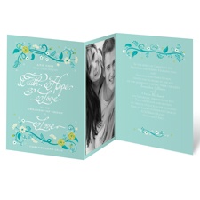 Flowering Faith - Aqua - Invitation