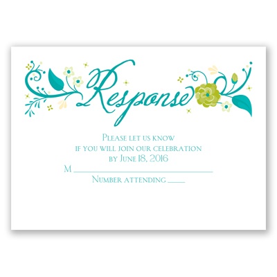 Flowering Faith - Aqua - Response Card and Envelope