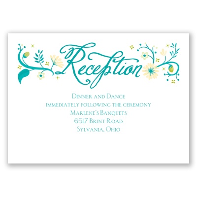 Flowering Faith - Aqua - Reception Card