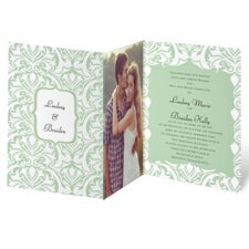 White Flourishes - Kelly Green - Invitation