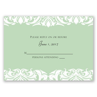 White Flourishes - Kelly Green - Response Card and Envelope