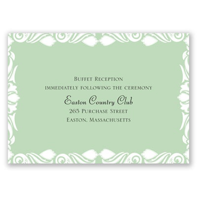 White Flourishes - Kelly Green - Reception Card