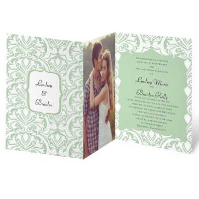 White Flourishes - Kelly Green - Invitation