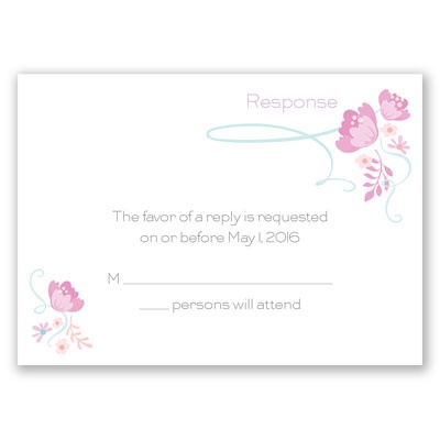 Retro Love - Bubble Gum - Response Card and Envelope