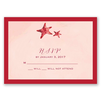 Watercolor Starfish - Merlot - Response Card and Envelope