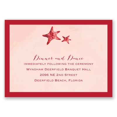 Watercolor Starfish - Merlot - Reception Card