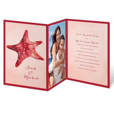 Watercolor Starfish - Merlot - Invitation