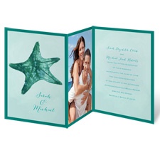 Watercolor Starfish - Peacock - Invitation