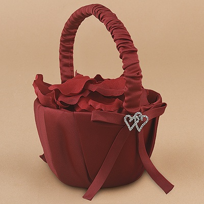 With All My Heart - Claret Satin Basket