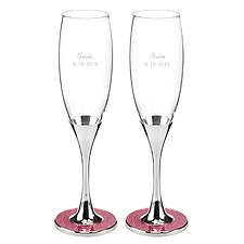 Pink Glitter Galore Toasting Flutes