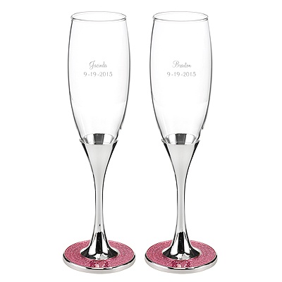 Pink Glitter Galore Toasting Flutes