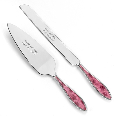 Pink Glitter Galore Knife and Server - personalized