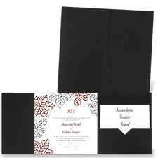 Stenciled Leaves - Black - Pocket Invitation