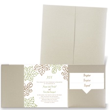 Stenciled Leaves - Gold Shimmer - Pocket Invitation